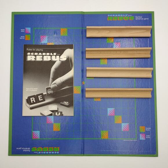 Vintage Scrabble REBUS Selchow & Righter 1986 Tile Board Game Complete in Box - Picture 2 of 7
